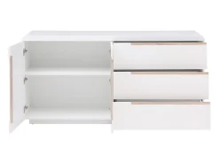 Aparador com 2 portas e 3 gavetas branco e natural - NURINI