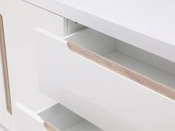 Aparador com 2 portas e 3 gavetas branco e natural - NURINI