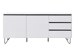 Aparador com 2 portas e 3 gavetas MDF e aço branco e preto - ABUJA