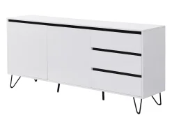 Aparador com 2 portas e 3 gavetas MDF e aço branco e preto - ABUJA