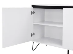 Aparador com 2 portas e 3 gavetas MDF e aço branco e preto - ABUJA