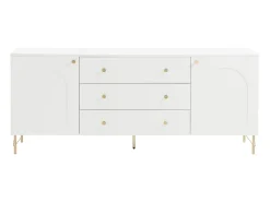 Aparador com 2 portas e 3 gavetas - Branco e dourado - ALOBARA