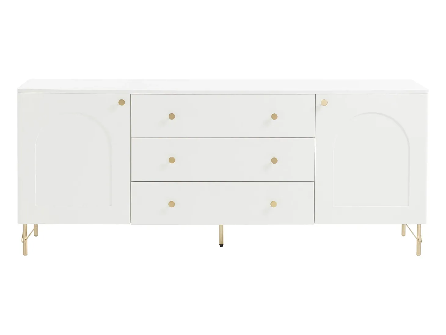 Aparador com 2 portas e 3 gavetas - Branco e dourado - ALOBARA