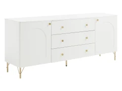 Aparador com 2 portas e 3 gavetas - Branco e dourado - ALOBARA