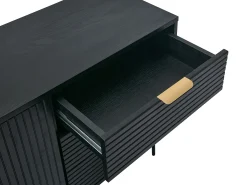 Aparador com 2 portas e 3 gavetas folha de carvalho e metal preto e dourado - SIRIOLA