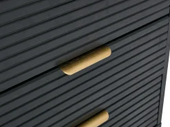 Aparador com 2 portas e 3 gavetas folha de carvalho e metal preto e dourado - SIRIOLA