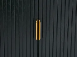 Aparador com 2 portas e 3 gavetas folha de carvalho e metal preto e dourado - SIRIOLA