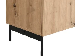 Aparador com 2 portas e 3 gavetas MDF cor natural e efeito mármore preto - LIOMENA