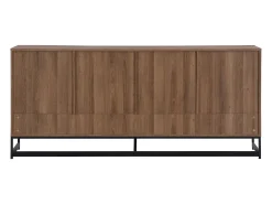 Aparador com 3 portas e 3 gavetas em MDF - Natural e preto - CARATANA