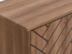Aparador com 3 portas e 3 gavetas em MDF - Natural e preto - CARATANA