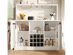 Aparador com 3 portas e 12 porta-garrafas - 120 x 40 x 120 cm - MDF - para sala de estar, sala de jantar - Branco