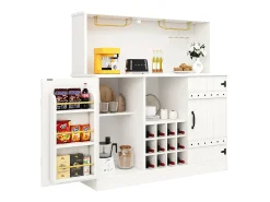 Aparador com 3 portas e 12 porta-garrafas - 120 x 40 x 120 cm - MDF - para sala de estar, sala de jantar - Branco