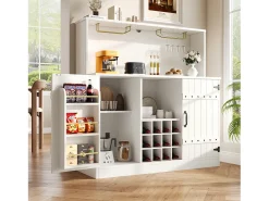 Aparador com 3 portas e 12 porta-garrafas - 120 x 40 x 120 cm - MDF - para sala de estar, sala de jantar - Branco