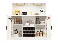 Aparador com 3 portas e 12 porta-garrafas - 120 x 40 x 120 cm - MDF - para sala de estar, sala de jantar - Branco