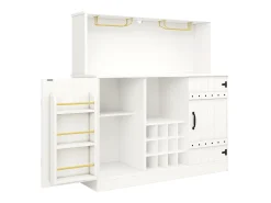 Aparador com 3 portas e 12 porta-garrafas - 120 x 40 x 120 cm - MDF - para sala de estar, sala de jantar - Branco