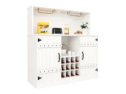 Aparador com 3 portas e 12 porta-garrafas - 120 x 40 x 120 cm - MDF - para sala de estar, sala de jantar - Branco