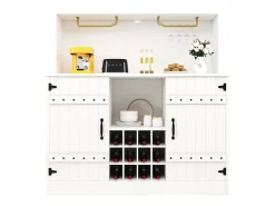 Aparador com 3 portas e 12 porta-garrafas - 120 x 40 x 120 cm - MDF - para sala de estar, sala de jantar - Branco