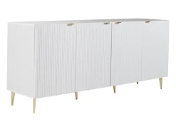 Aparador com 4 portas em MDF e aço branco e dourado YESINIA