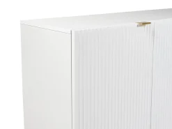 Aparador com 4 portas em MDF e aço branco e dourado YESINIA