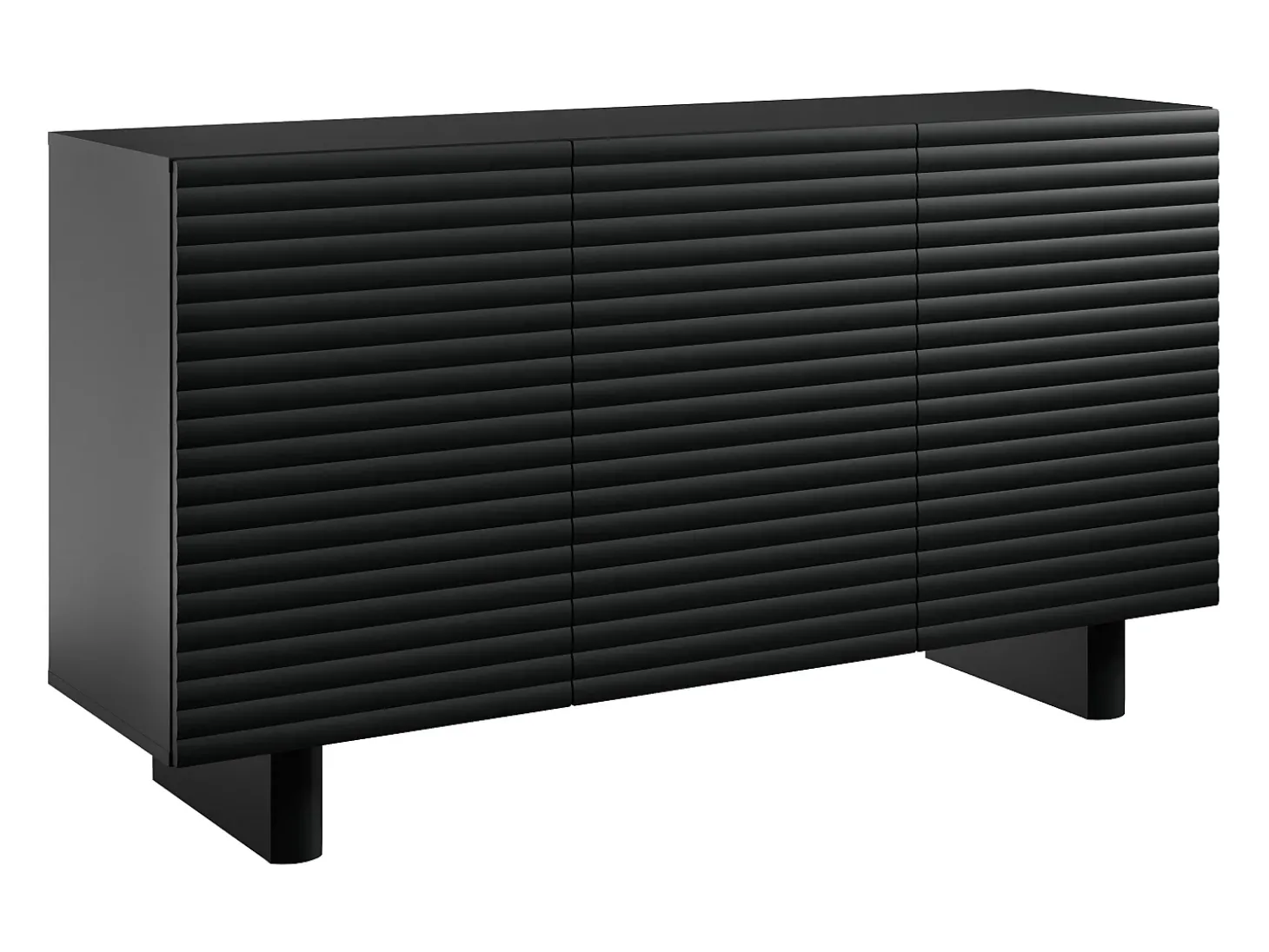 Aparador com 3 portas em MDF de cor preta - LUDIMA