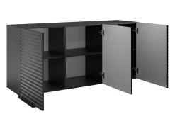 Aparador com 3 portas em MDF de cor preta - LUDIMA