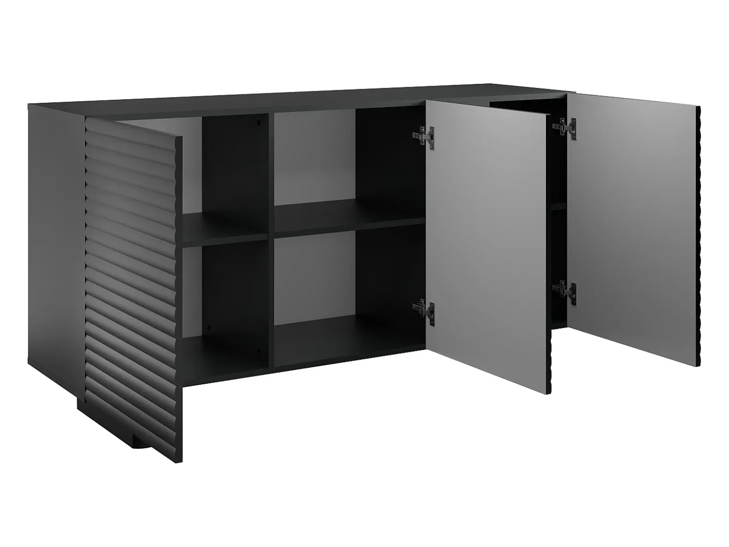 Aparador com 3 portas em MDF de cor preta - LUDIMA