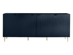 Aparador com 4 portas em MDF e aço azul e dourado YESINIA