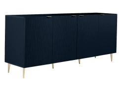 Aparador com 4 portas em MDF e aço azul e dourado YESINIA