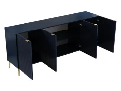 Aparador com 4 portas em MDF e aço azul e dourado YESINIA