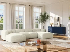 Aparador com 4 portas em MDF e aço azul e dourado YESINIA