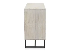 Aparador com 3 portas em madeira maciça de manga na cor branco patinado