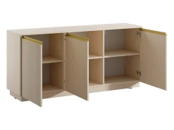 Aparador com 3 portas em MDF bege e dourado - POSINIA