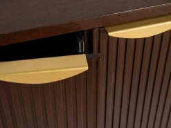 Aparador com 2 portas em madeira de mangueira e metal natural e dourado - NEVILI