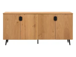 Aparador com 4 portas folha de carvalho e aço natural claro e preto - SINOLO