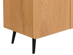 Aparador com 4 portas folha de carvalho e aço natural claro e preto - SINOLO
