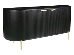 Aparador com 2 portas madeira mangueira e metal dourado, cor preta - NEVILI