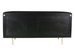Aparador com 2 portas madeira mangueira e metal dourado, cor preta - NEVILI