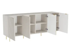 Aparador com 4 portas MDF e aço bege e dourado - YESINIA
