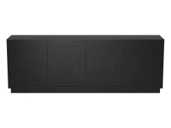Aparador com 4 portas MDF e aglomerado de partículas preto - MEZULIA