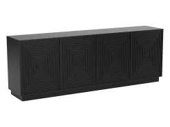 Aparador com 4 portas MDF e aglomerado de partículas preto - MEZULIA