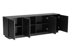 Aparador com 4 portas MDF e aglomerado de partículas preto - MEZULIA