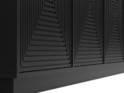 Aparador com 4 portas MDF e aglomerado de partículas preto - MEZULIA