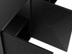 Aparador com 4 portas MDF e aglomerado de partículas preto - MEZULIA