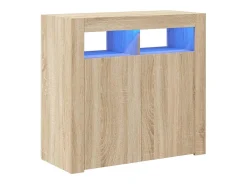 Aparador com luzes LED 80x35x75 cm carvalho sonoma