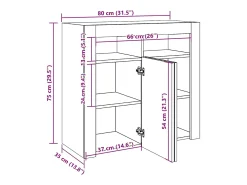 Aparador com luzes LED 80x35x75 cm carvalho sonoma