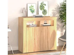 Aparador com luzes LED 80x35x75 cm carvalho sonoma