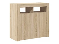 Aparador com luzes LED 80x35x75 cm carvalho sonoma