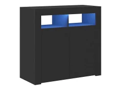 Aparador com luzes LED 80x35x75 cm preto