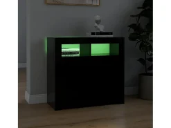 Aparador com luzes LED 80x35x75 cm preto