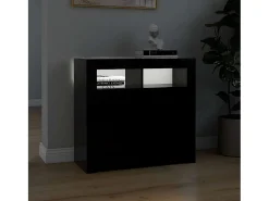 Aparador com luzes LED 80x35x75 cm preto